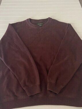 Eddie Bauer Sweater Mens XL Fisherman Y2K Maroon Pullover Cotton Retro